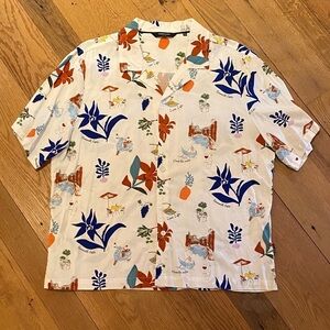 Kenneth Cole Shirt Mens White Button S/S Italy Viva La Vita Live Life LARGE 2024